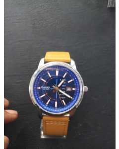 Casio MTP-E128L-2A2VDF Brown Leather Strap Blue Dial Wrist Watch
